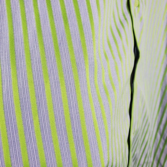 Visconti Black Medium Button up Shirt Green Blue Stripes Long Sleeve Metallic - Picture 12 of 16